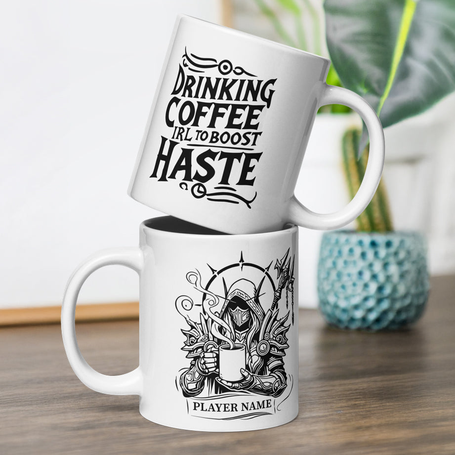 Drinking Coffee to Boost Haste Mug (Personalize)