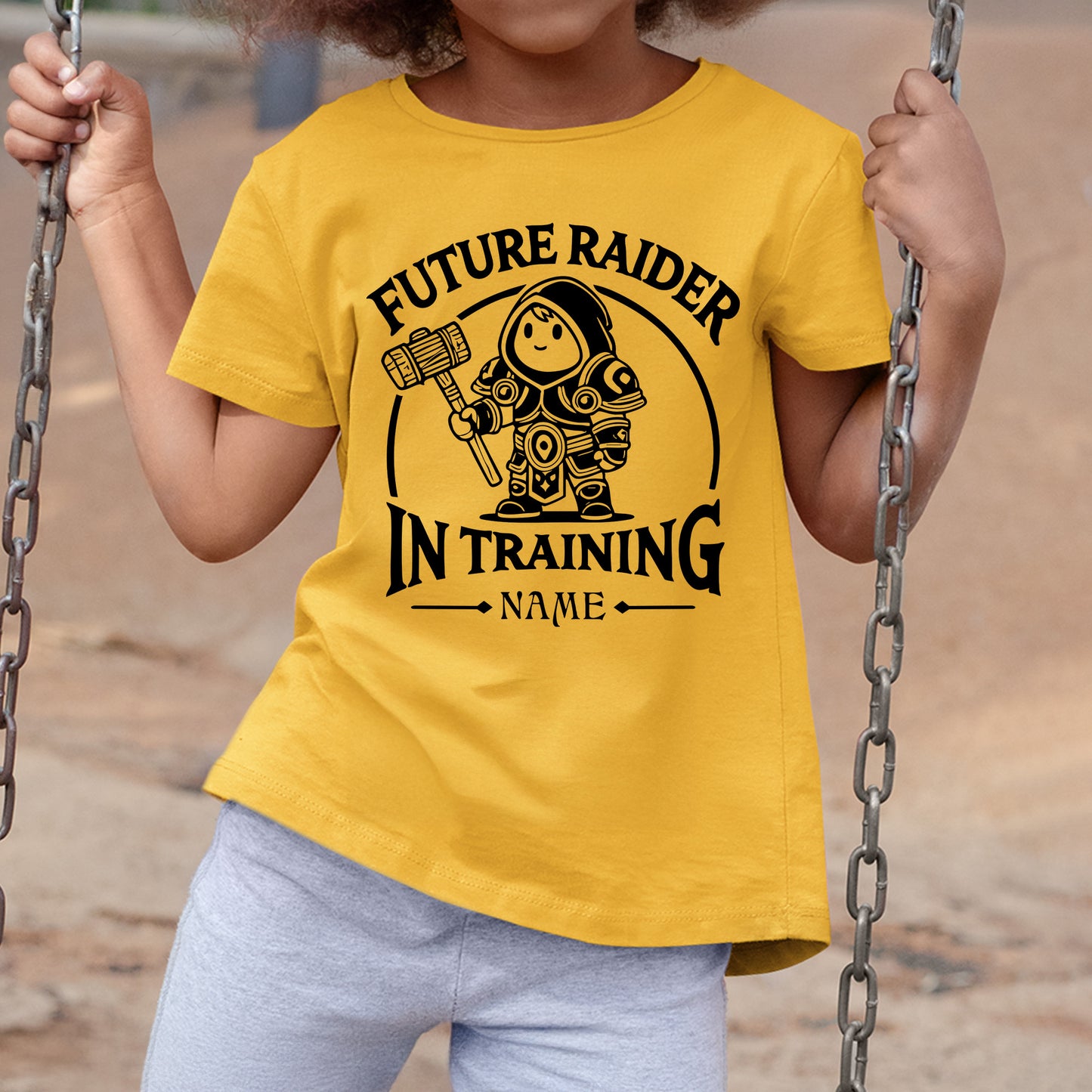 "Raider in Training" Kid Shirt, Young Gamers Fantasy Tee (Personalize)