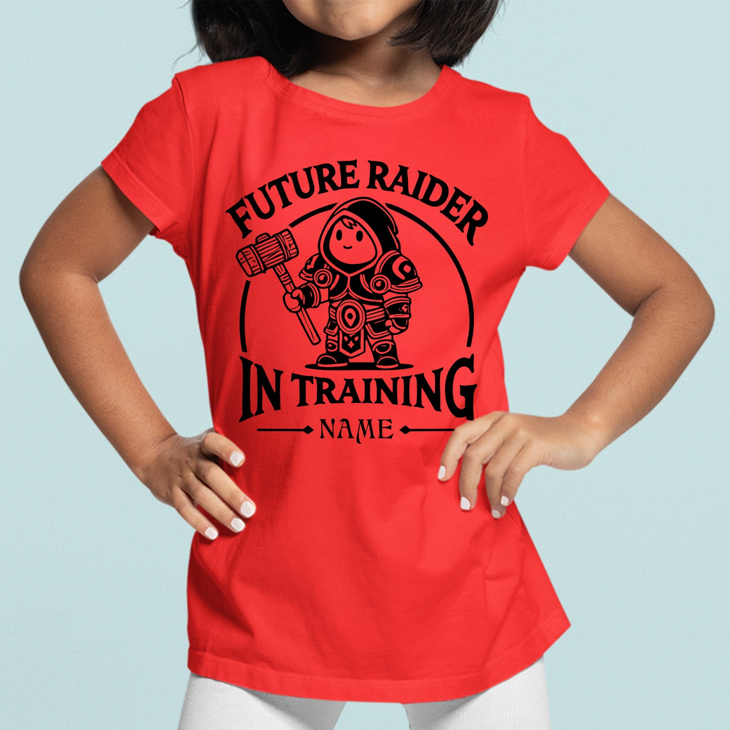 "Raider in Training" Kid Shirt, Young Gamers Fantasy Tee (Personalize)