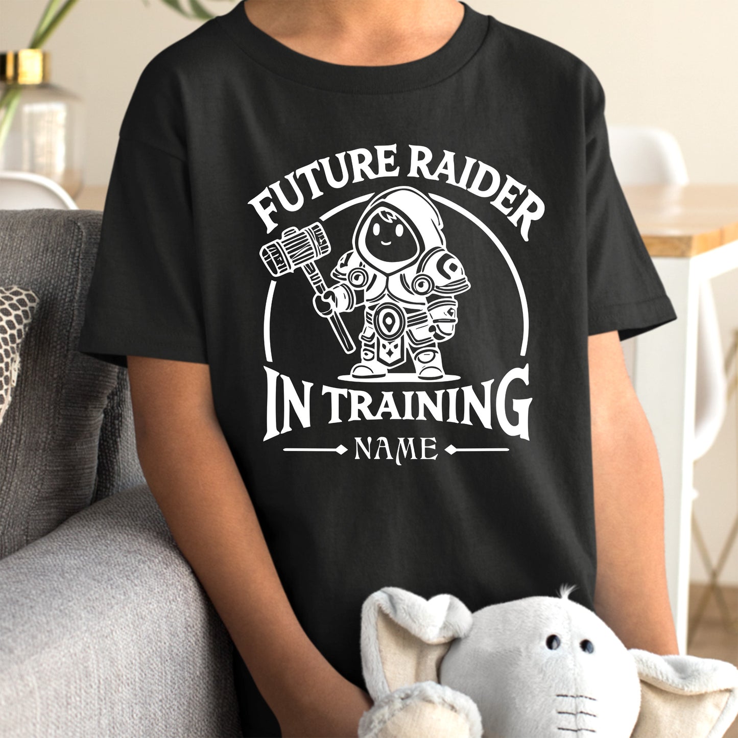 "Raider in Training" Kid Shirt, Young Gamers Fantasy Tee (Personalize)
