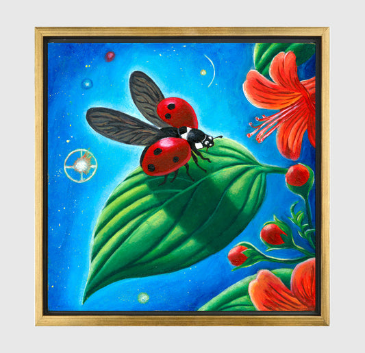 Cosmic Luck – Original Oil Painting on Wood Panel (8"x8")