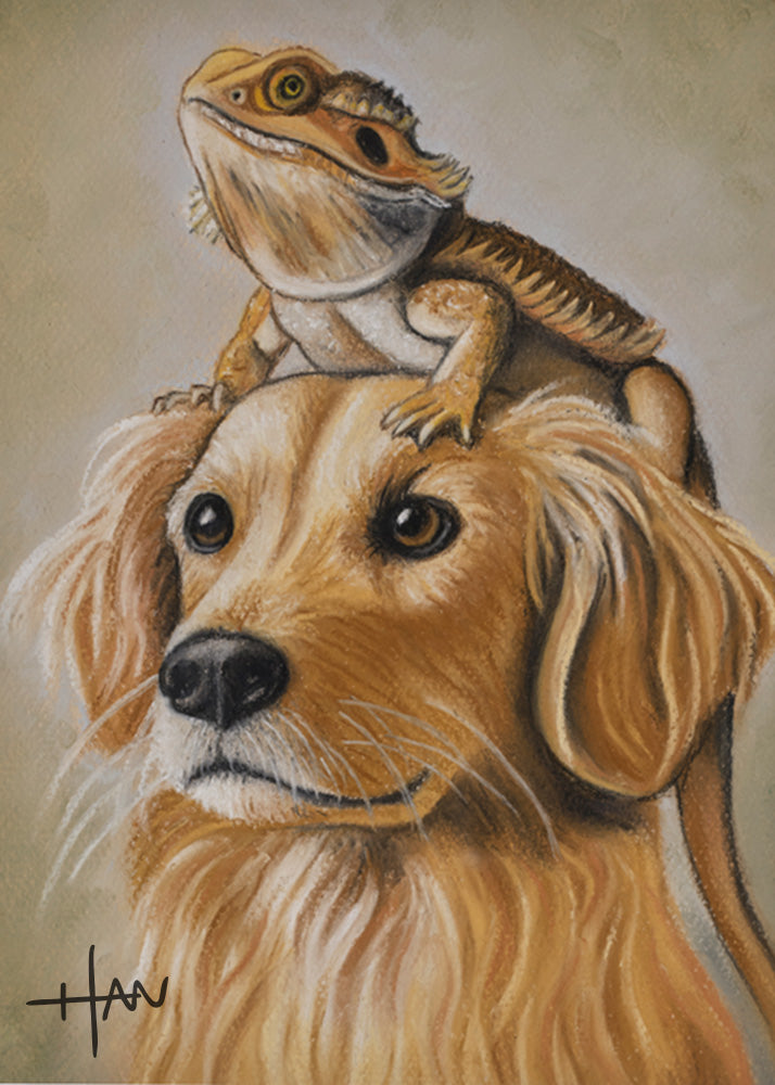Custom Pet Portrait in Pastel, Hand-Painted Fine Art Commission