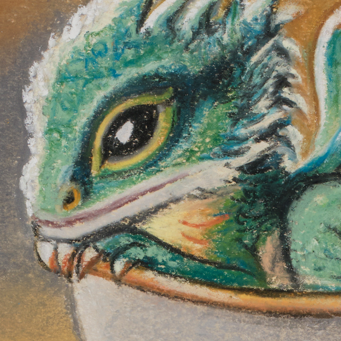 "Steeped in Magic" Baby Dragon in Teacup Pastel Print