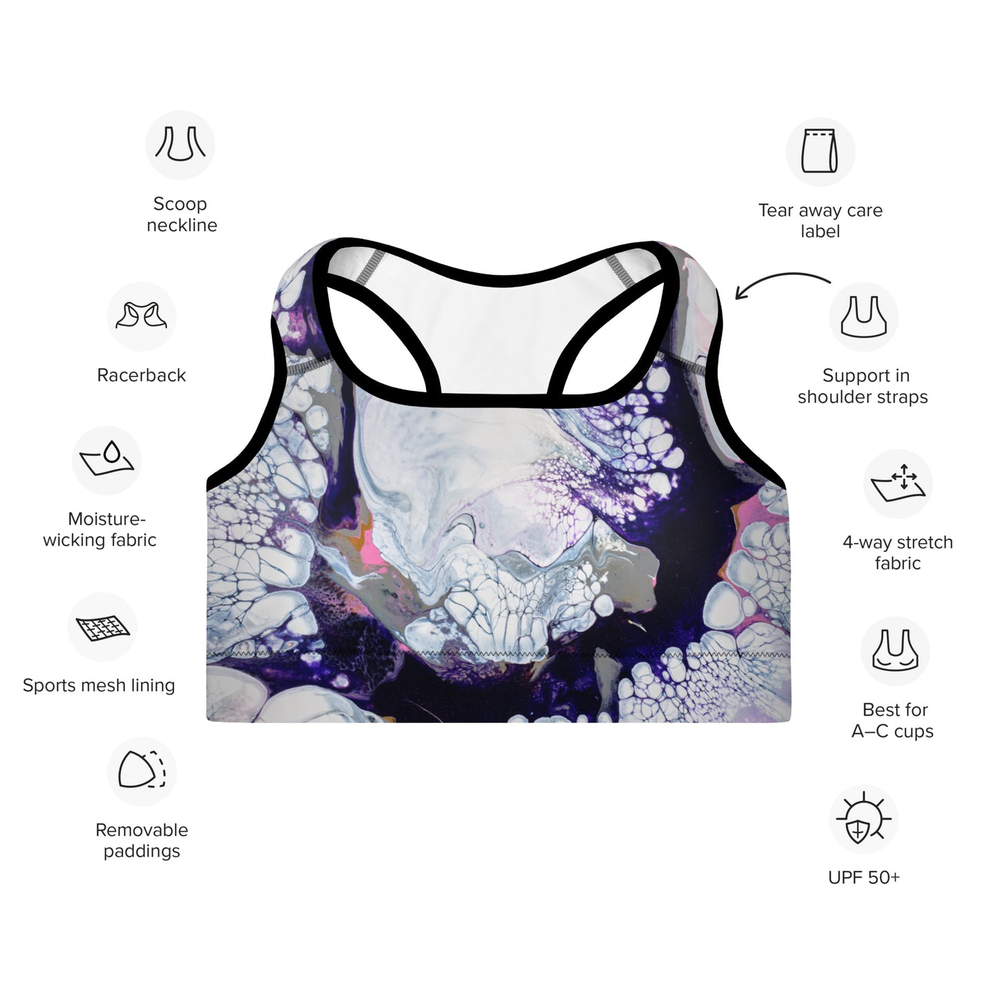 "Obsidian Flow" Sports Bra