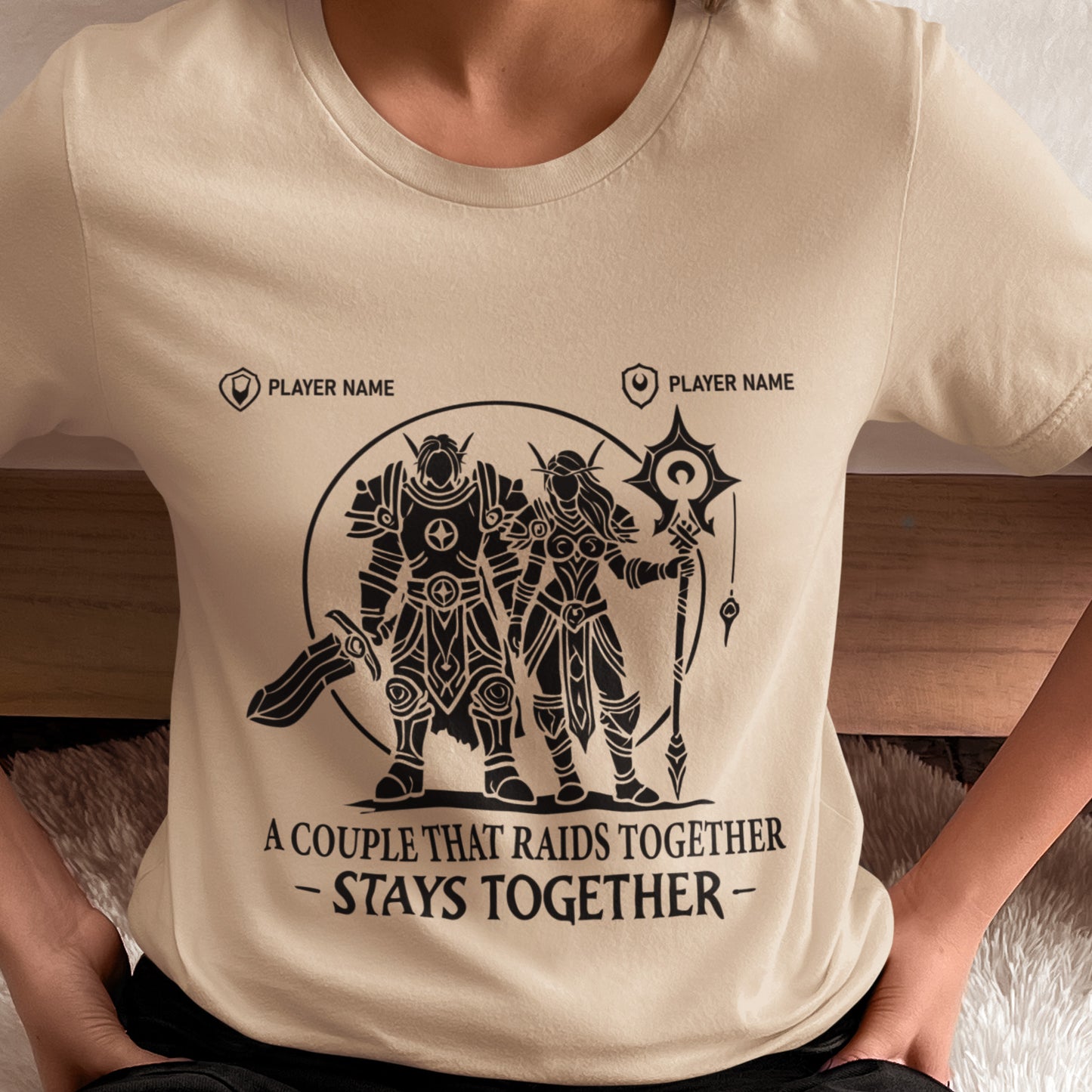 Gaming Apparel for WoW Couples - Personalized WoW Raiding Shirt