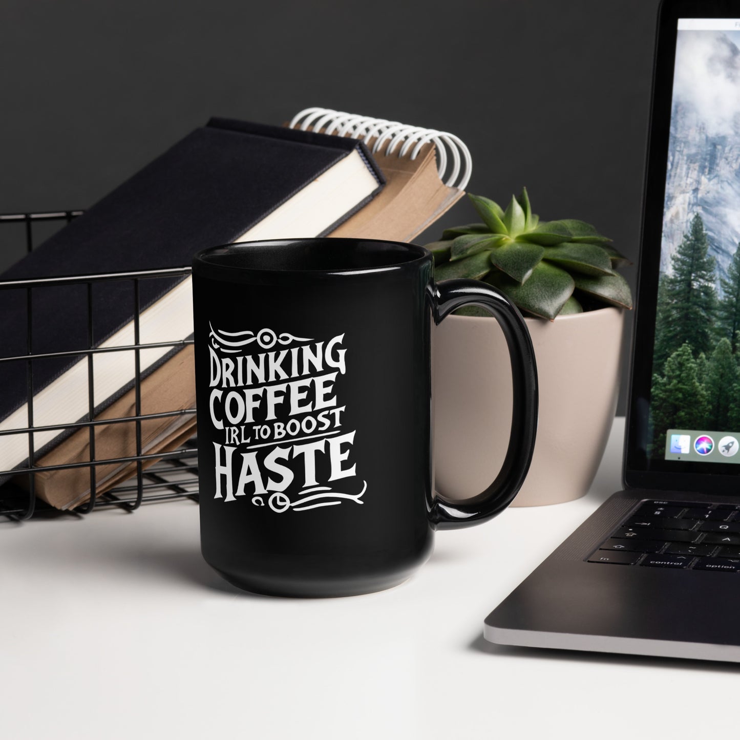 Drinking Coffee to Boost Haste Mug (Personalize)