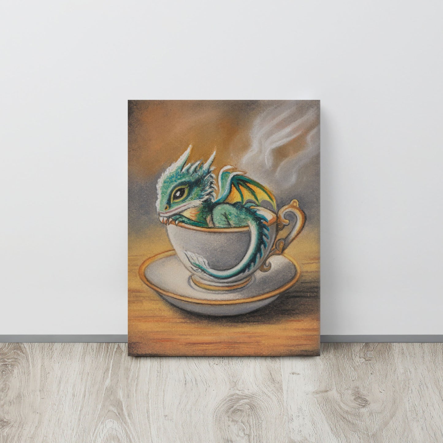 "Steeped in Magic" Baby Dragon in Teacup Pastel Print