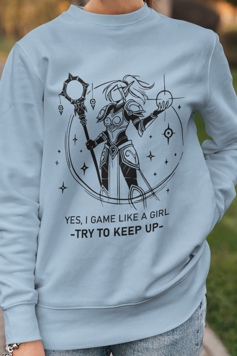 The perfect gift for WoW female players, this World of Warcraft Gamer Girl sweatshirt is stylish gaming apparel designed just for her.