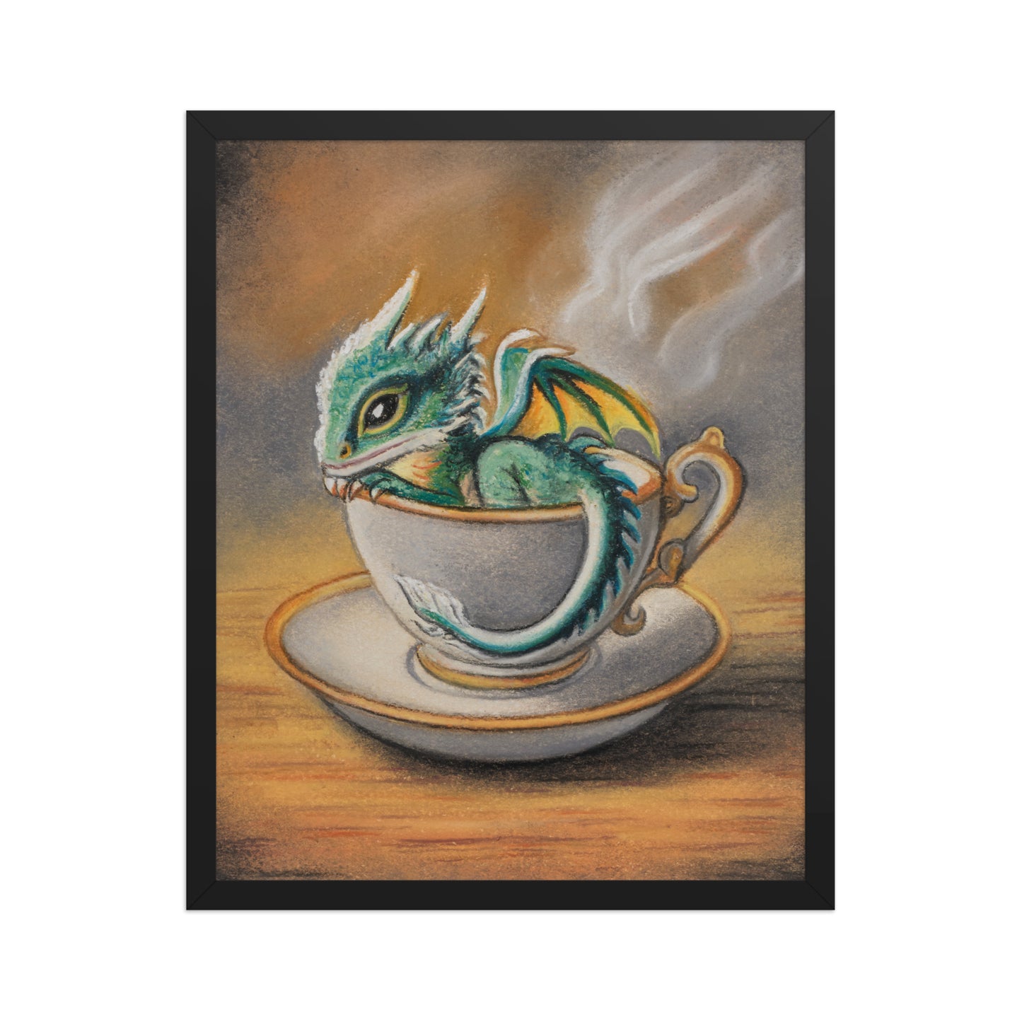 "Steeped in Magic" Baby Dragon in Teacup Pastel Print