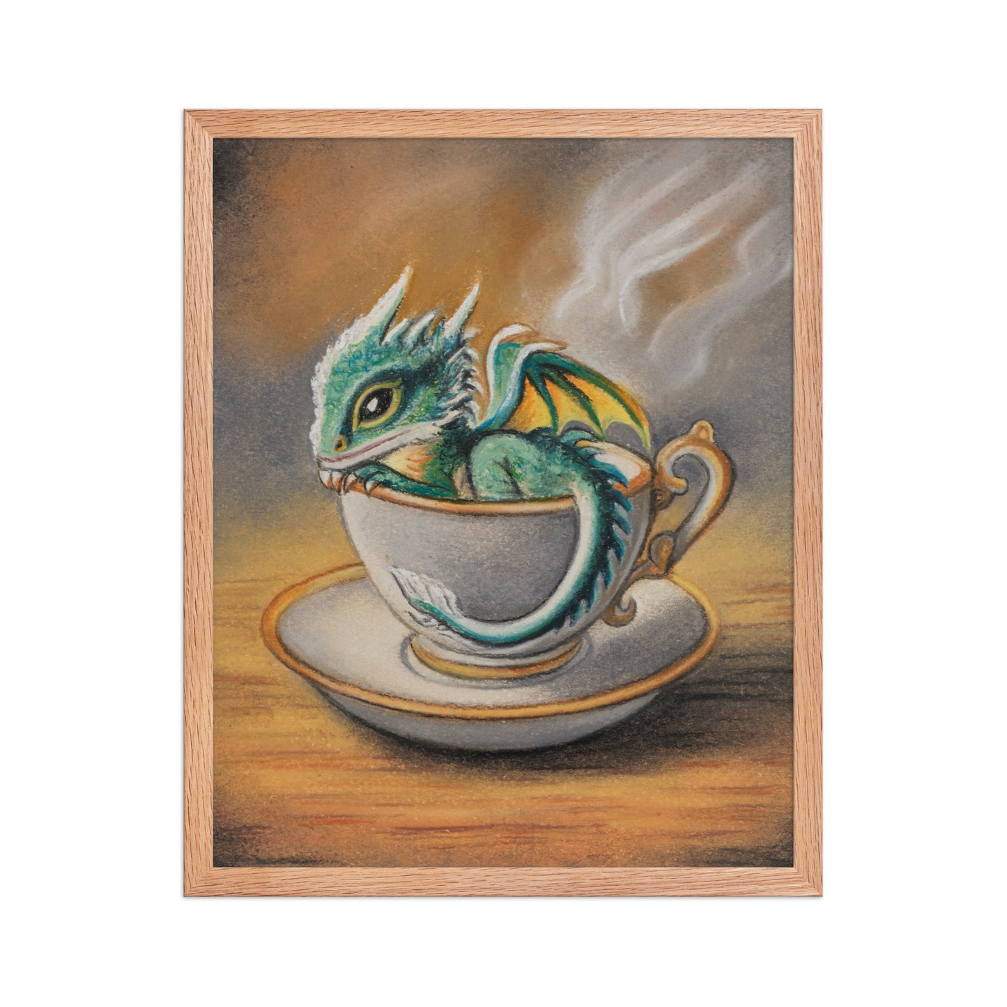 "Steeped in Magic" Baby Dragon in Teacup Pastel Print