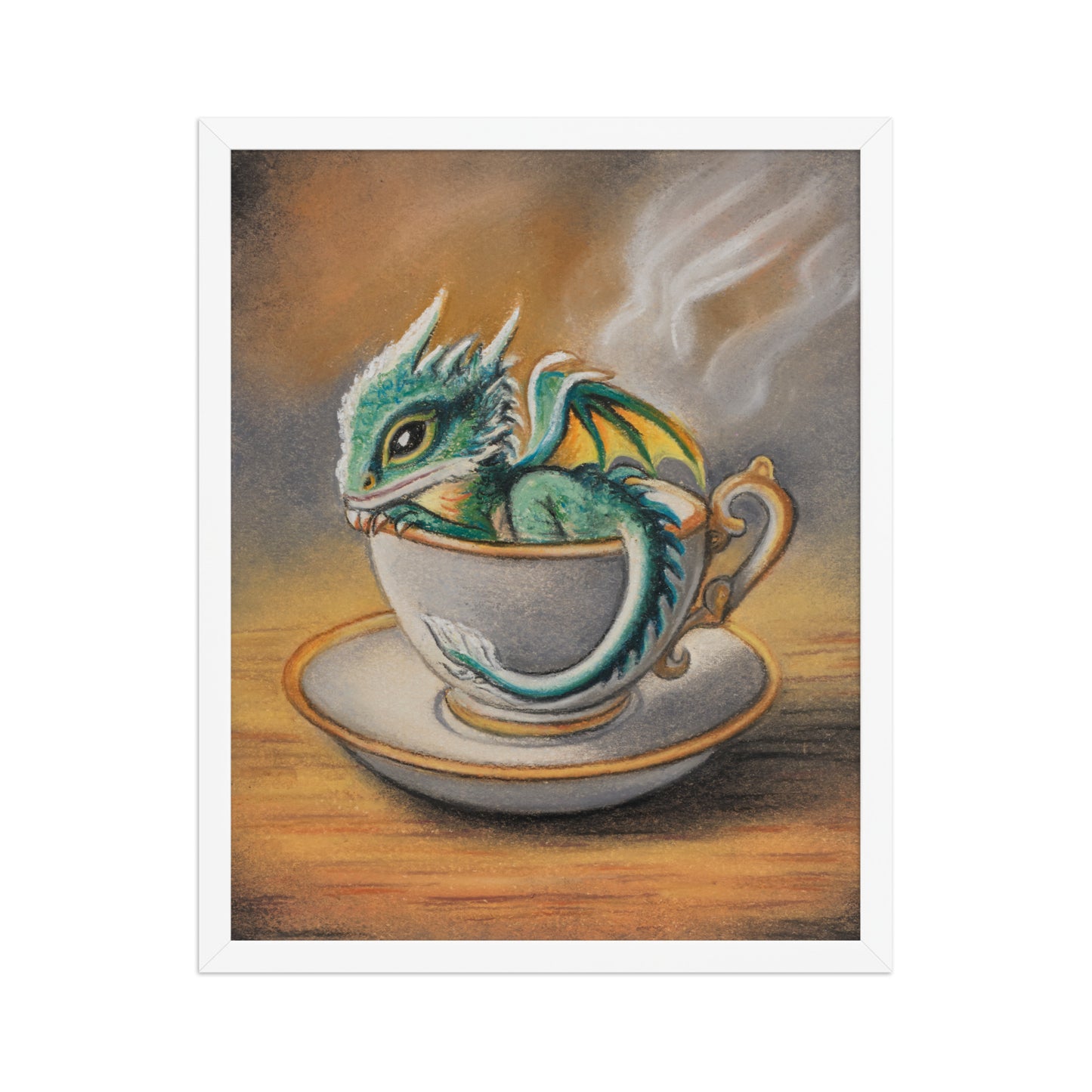 "Steeped in Magic" Baby Dragon in Teacup Pastel Print