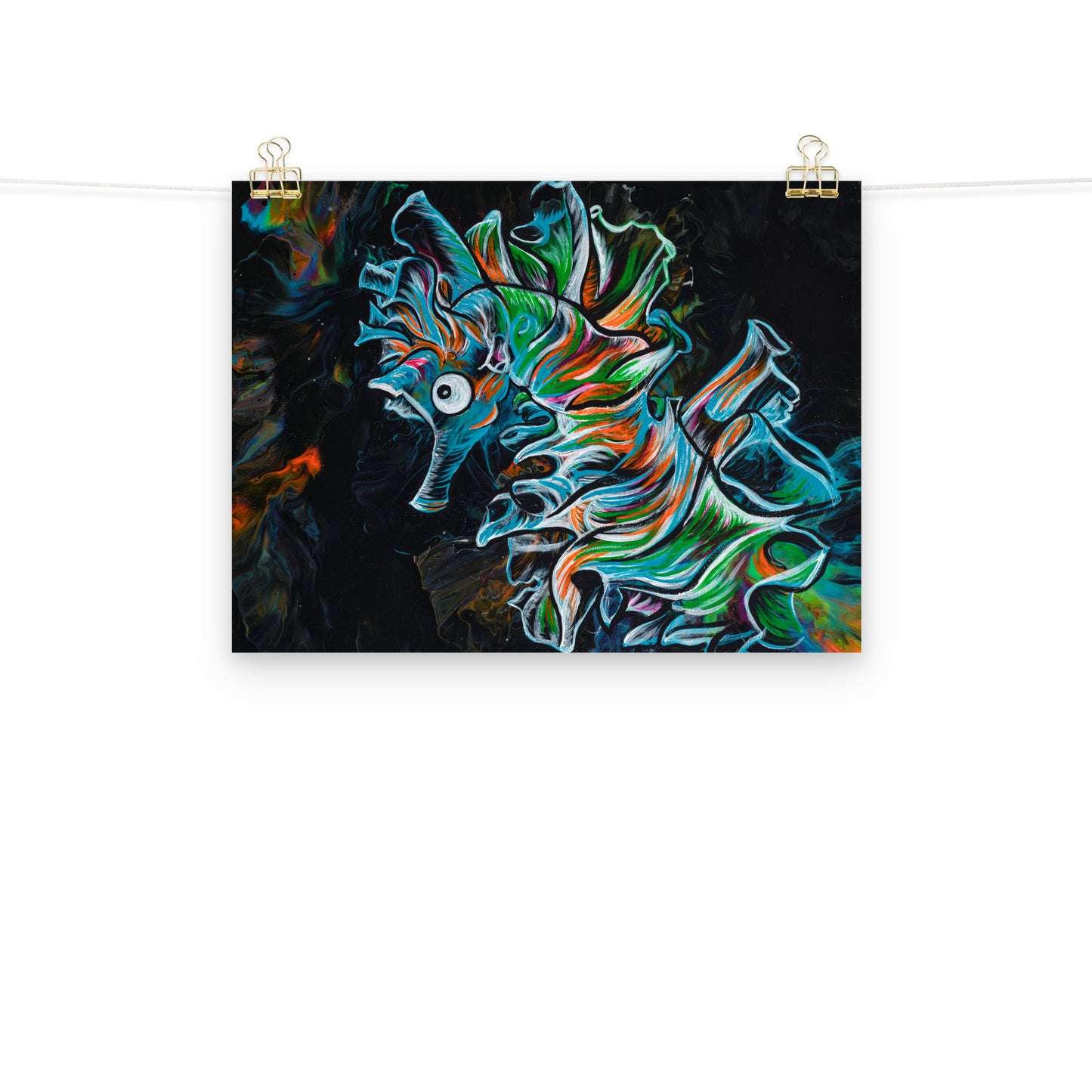 Seahorse Acrylic Art Print, Coastal Ocean Animal Wall Art