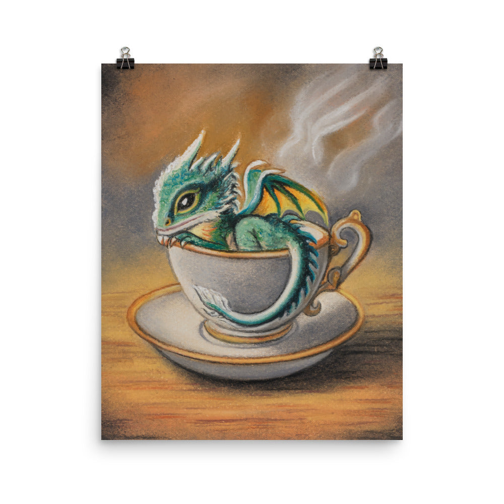 "Steeped in Magic" Baby Dragon in Teacup Pastel Print