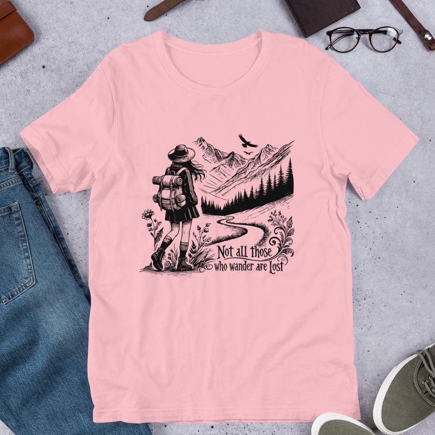Not All Who Wander Shirt, Lord of the Rings Book Quote Shirt, Inspirational Travel Shirt, Wanderlust Travelers Tshirt Camper Hikers Gift