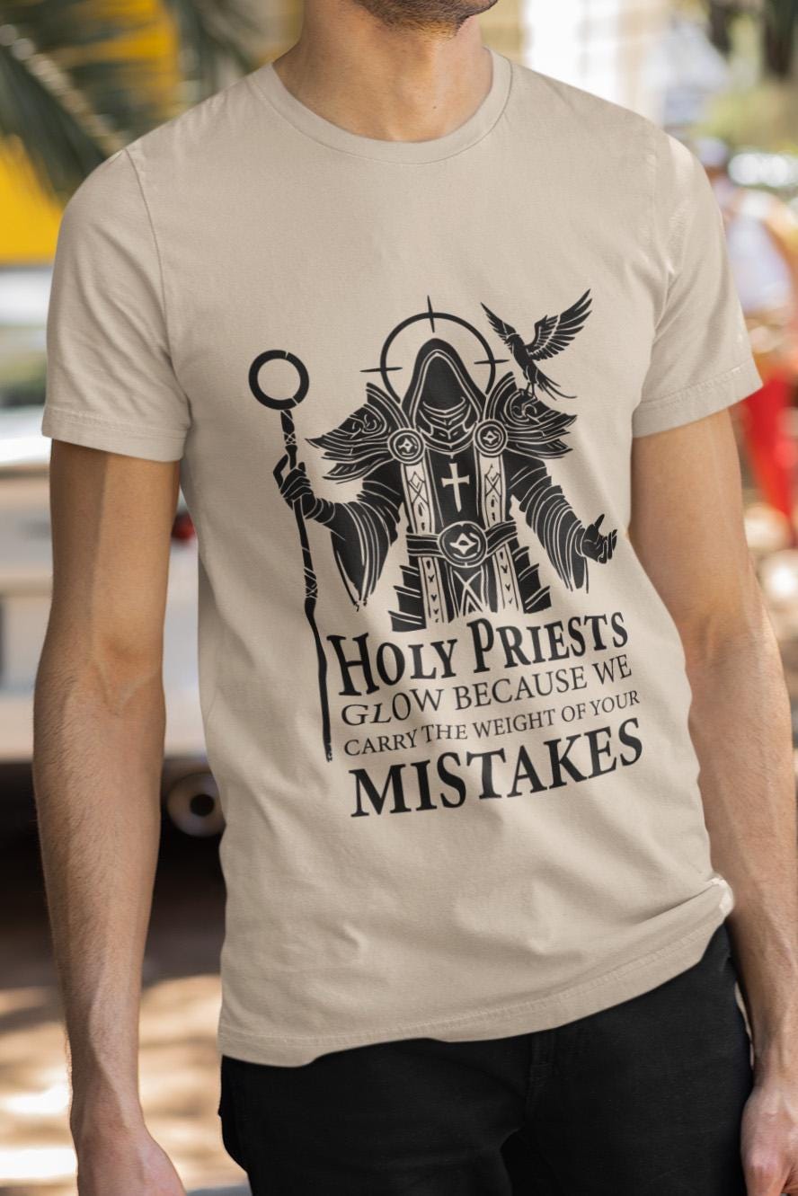 This Holy Priest shirt is stylish WoW gaming apparel for casters, perfect for mages, warlocks, and priests for Warcraft gamers.