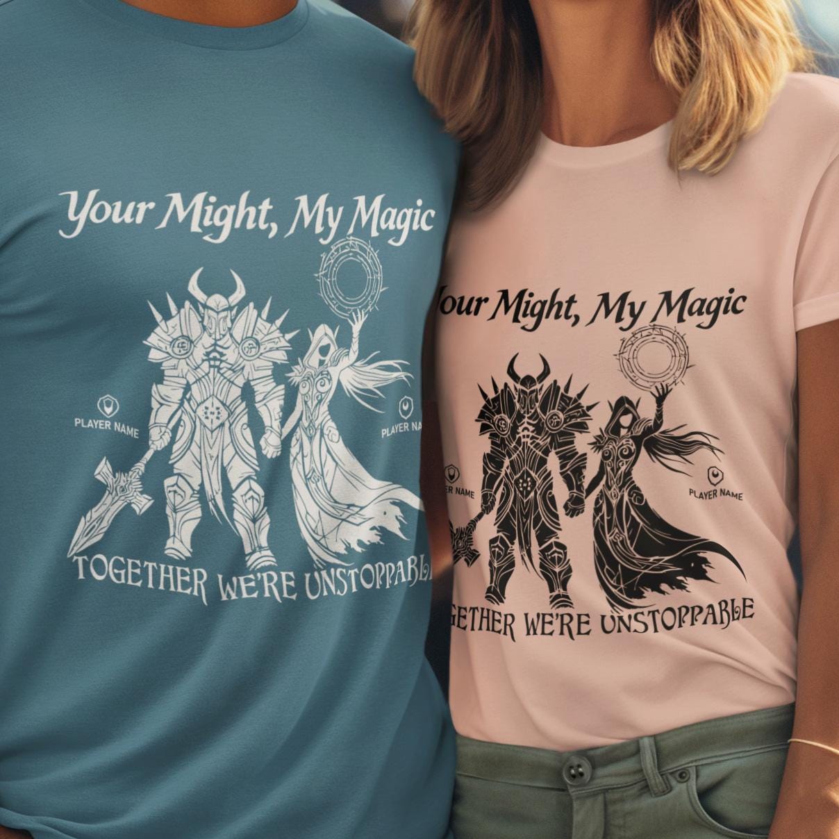 Warcraft Valentines Tee - Personalized WoW Couple Shirt for Gamer Duos