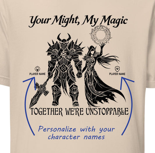 Personalize Warcraft Unstoppable Couple Shirt, World of Warcraft Gamer Couple Shirt, Gaming Shirt for WoW Couples Warcraft Anniversary Gift