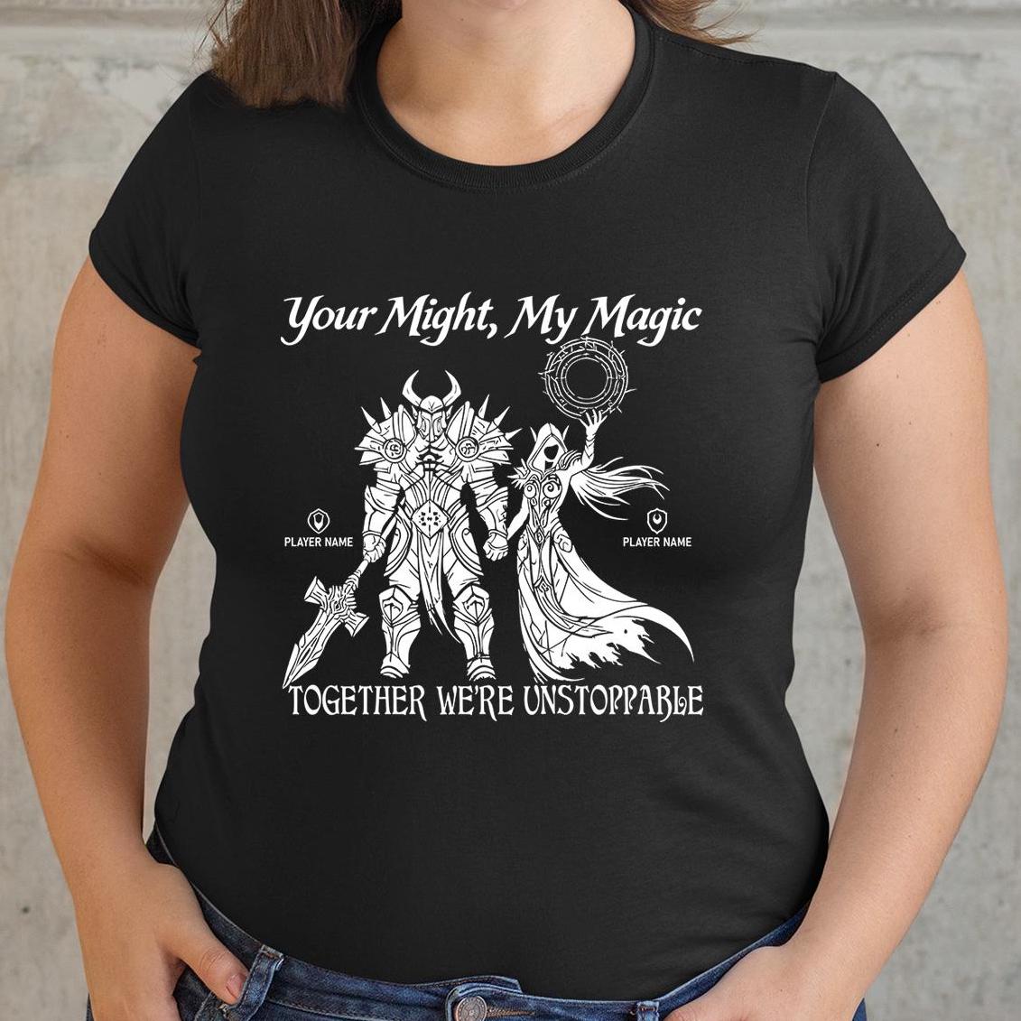 Personalize Warcraft Unstoppable Couple Shirt, World of Warcraft Gamer Couple Shirt, Gaming Shirt for WoW Couples Warcraft Anniversary Gift