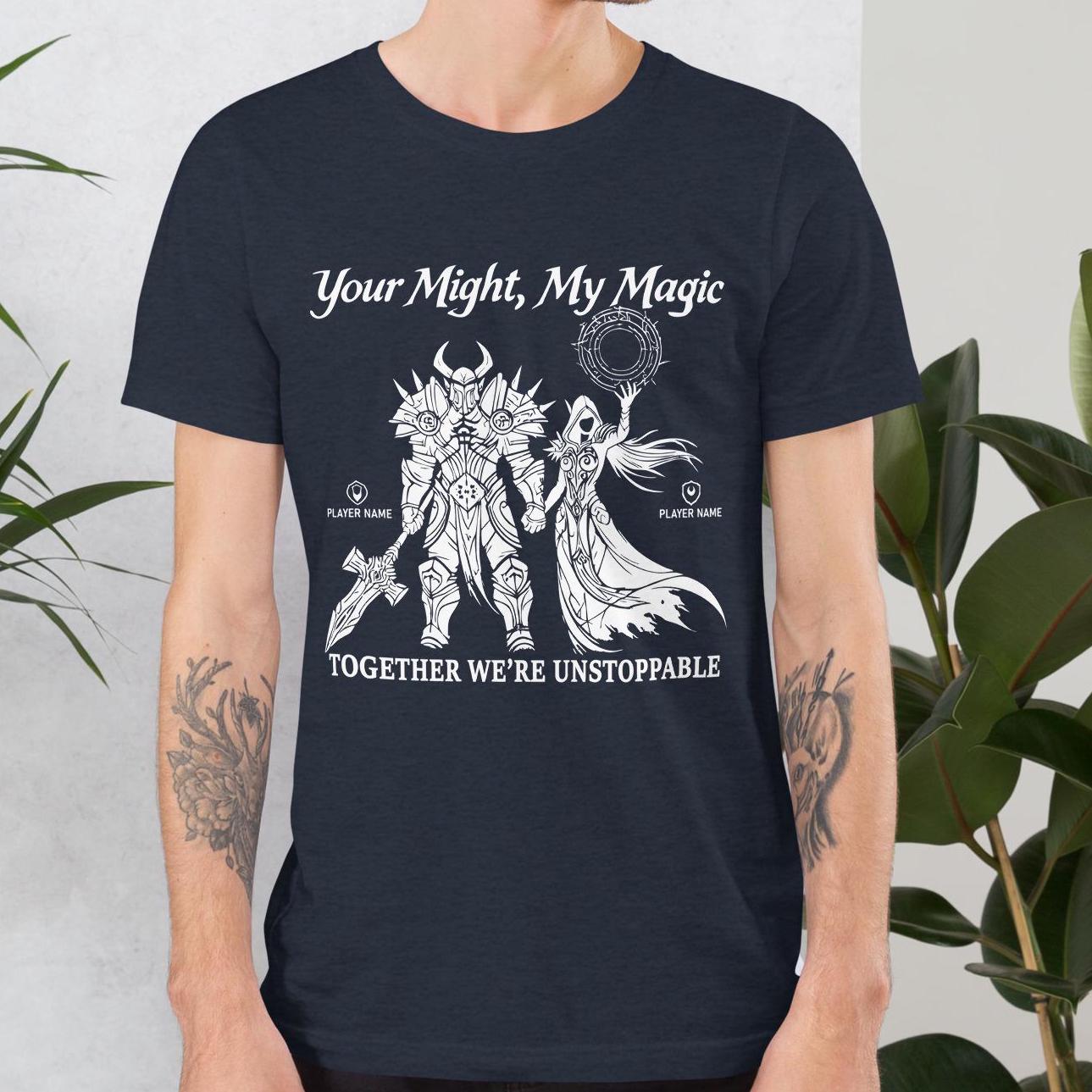 Personalize Warcraft Unstoppable Couple Shirt, World of Warcraft Gamer Couple Shirt, Gaming Shirt for WoW Couples Warcraft Anniversary Gift