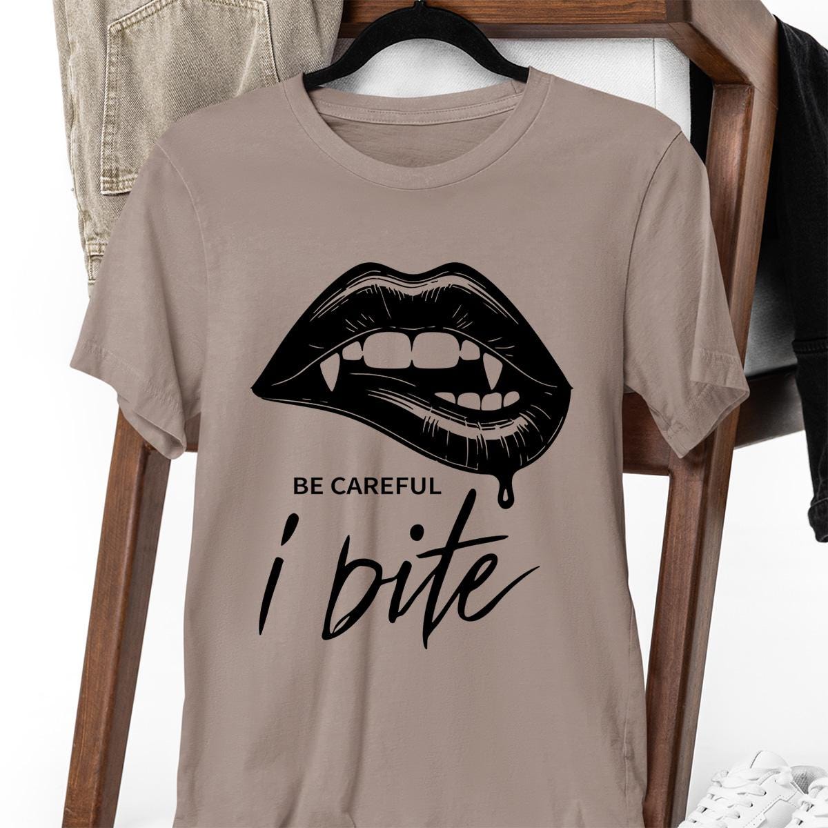 Vampire Fang Bite Gothic Emo Shirt, Dark Aesthetic Vampire Tee, Alternative Horror Fashion Gothic Halloween Shirt, Emo Punk Vampire Clothing