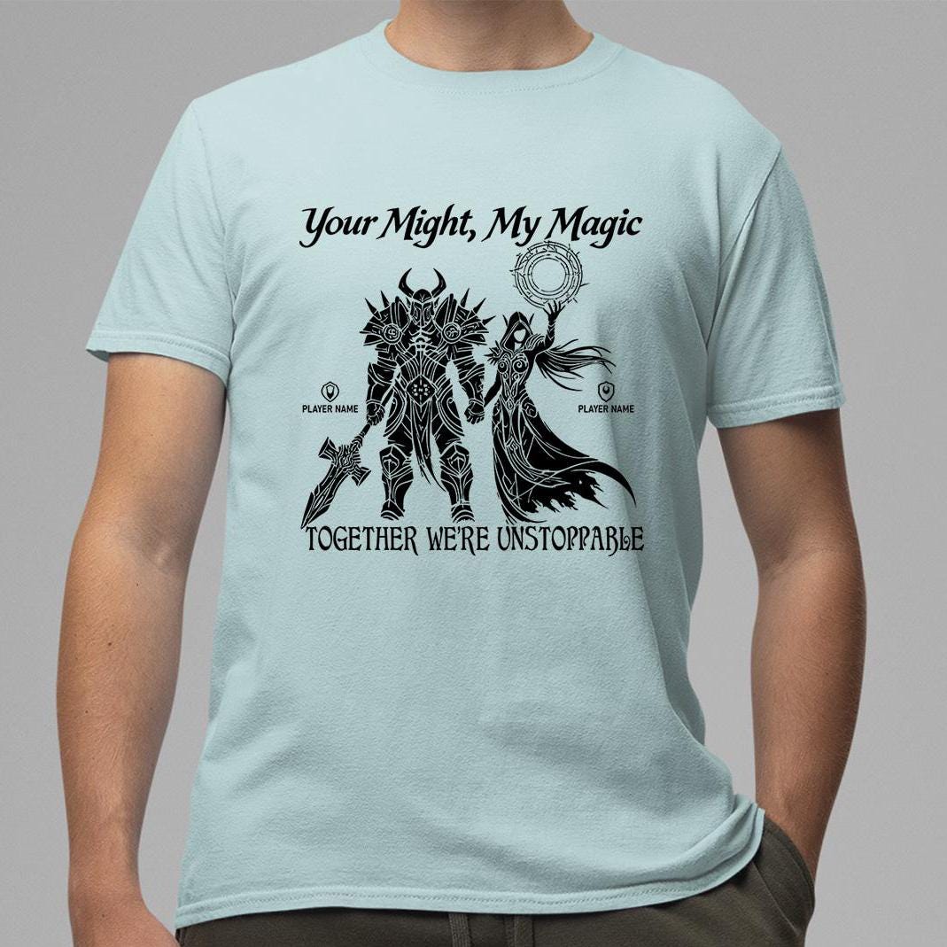 Personalize Warcraft Unstoppable Couple Shirt, World of Warcraft Gamer Couple Shirt, Gaming Shirt for WoW Couples Warcraft Anniversary Gift
