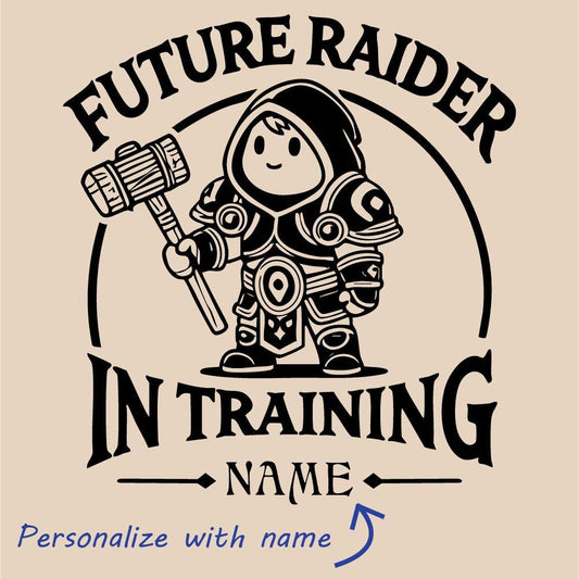Personalize Raider in Training Shirt, Warcraft DnD MtG Diablo Kid Shirt, Fantasy Gamer Tee, WoW Nerdy Gift for Young Gamers, Geeky Kid Shirt