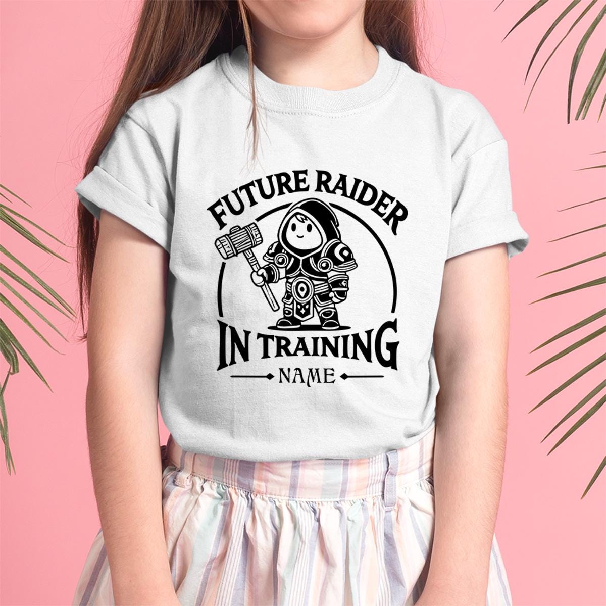 Personalize Raider in Training Shirt, Warcraft DnD MtG Diablo Kid Shirt, Fantasy Gamer Tee, WoW Nerdy Gift for Young Gamers, Geeky Kid Shirt