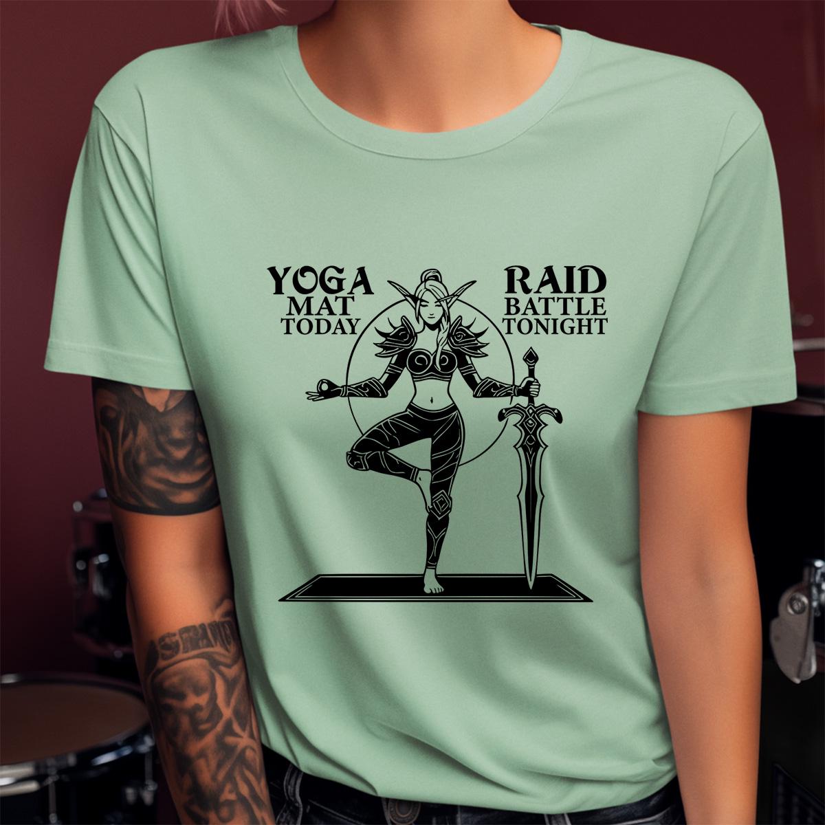 World of Warcraft Yoga & Battle Raid Shirt, WoW Raid Night Gaming Merch, DnD Raiding Gamers Geeky Yogi Gift Funny Nerdy Gamer Girl Shirt