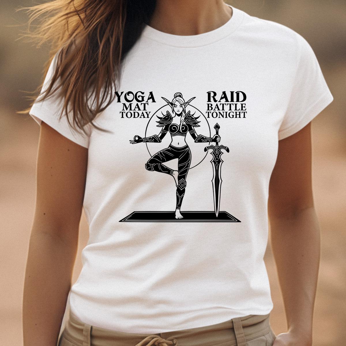 World of Warcraft Yoga & Battle Raid Shirt, WoW Raid Night Gaming Merch, DnD Raiding Gamers Geeky Yogi Gift Funny Nerdy Gamer Girl Shirt