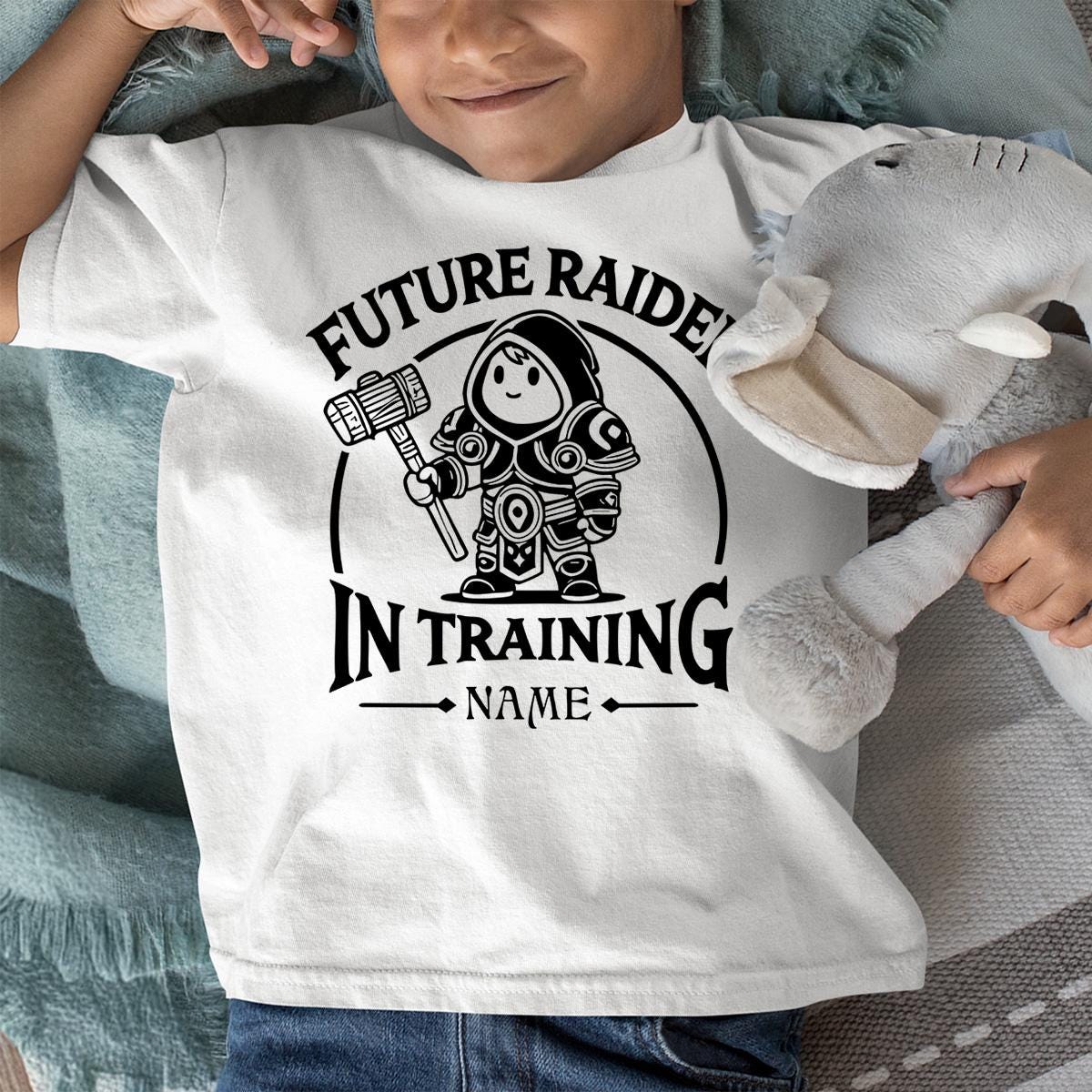 Personalize Raider in Training Shirt, Warcraft DnD MtG Diablo Kid Shirt, Fantasy Gamer Tee, WoW Nerdy Gift for Young Gamers, Geeky Kid Shirt