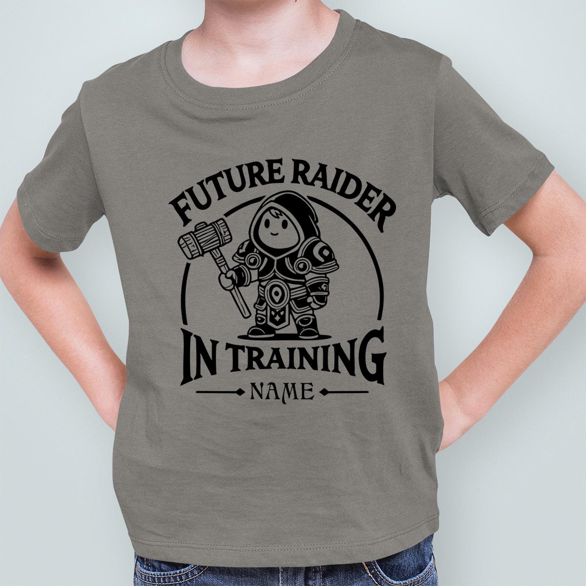 Personalize Raider in Training Shirt, Warcraft DnD MtG Diablo Kid Shirt, Fantasy Gamer Tee, WoW Nerdy Gift for Young Gamers, Geeky Kid Shirt