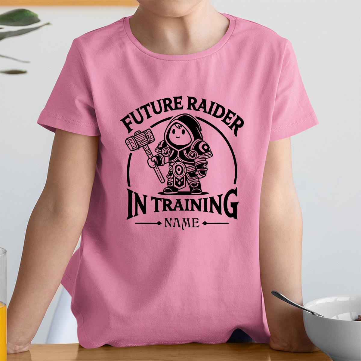 Personalize Raider in Training Shirt, Warcraft DnD MtG Diablo Kid Shirt, Fantasy Gamer Tee, WoW Nerdy Gift for Young Gamers, Geeky Kid Shirt