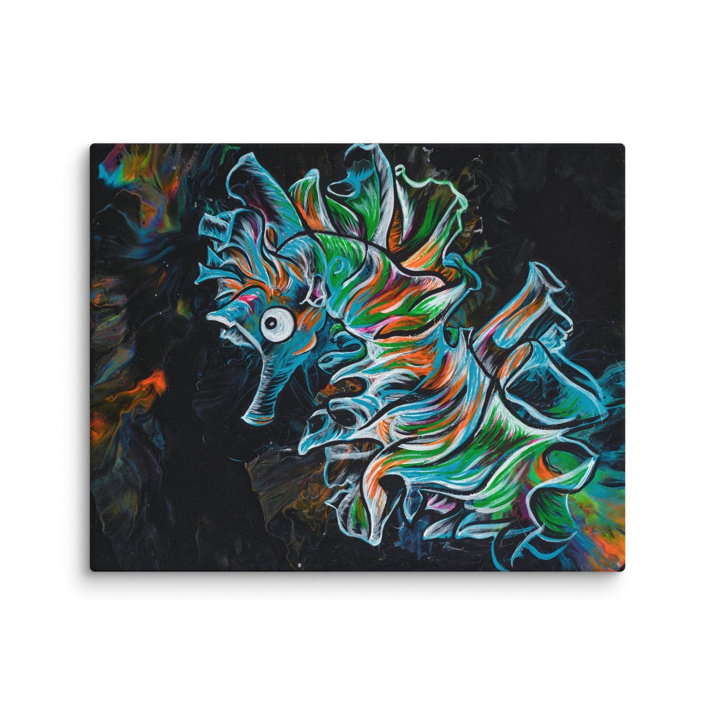 Seahorse Acrylic Art Print, Coastal Ocean Animal Wall Art, Beach House Dorm Office Cubicle Home Decor, Neon Sea Creature Marine Life Artwork