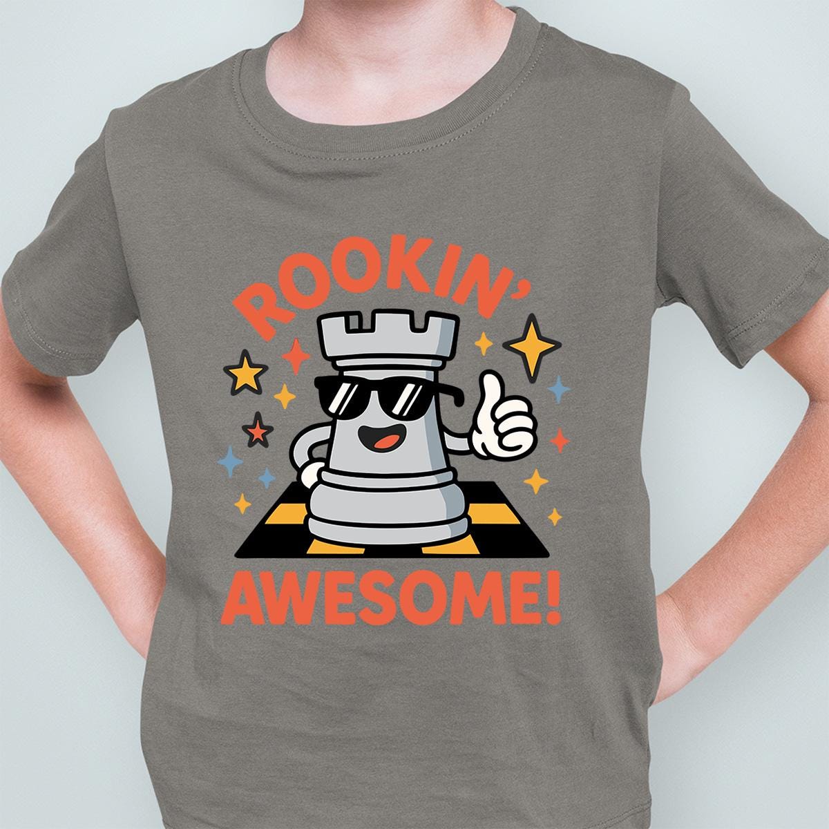 Rookin Awesome Kids Chess Shirt, Funny Chess Player T-Shirt for Boys and Girls, Checkmate Gift Tshirt, Board Game Nerdy Geek Kid Gamer Shirt