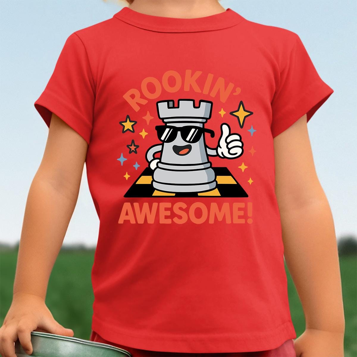 Rookin Awesome Kids Chess Shirt, Funny Chess Player T-Shirt for Boys and Girls, Checkmate Gift Tshirt, Board Game Nerdy Geek Kid Gamer Shirt