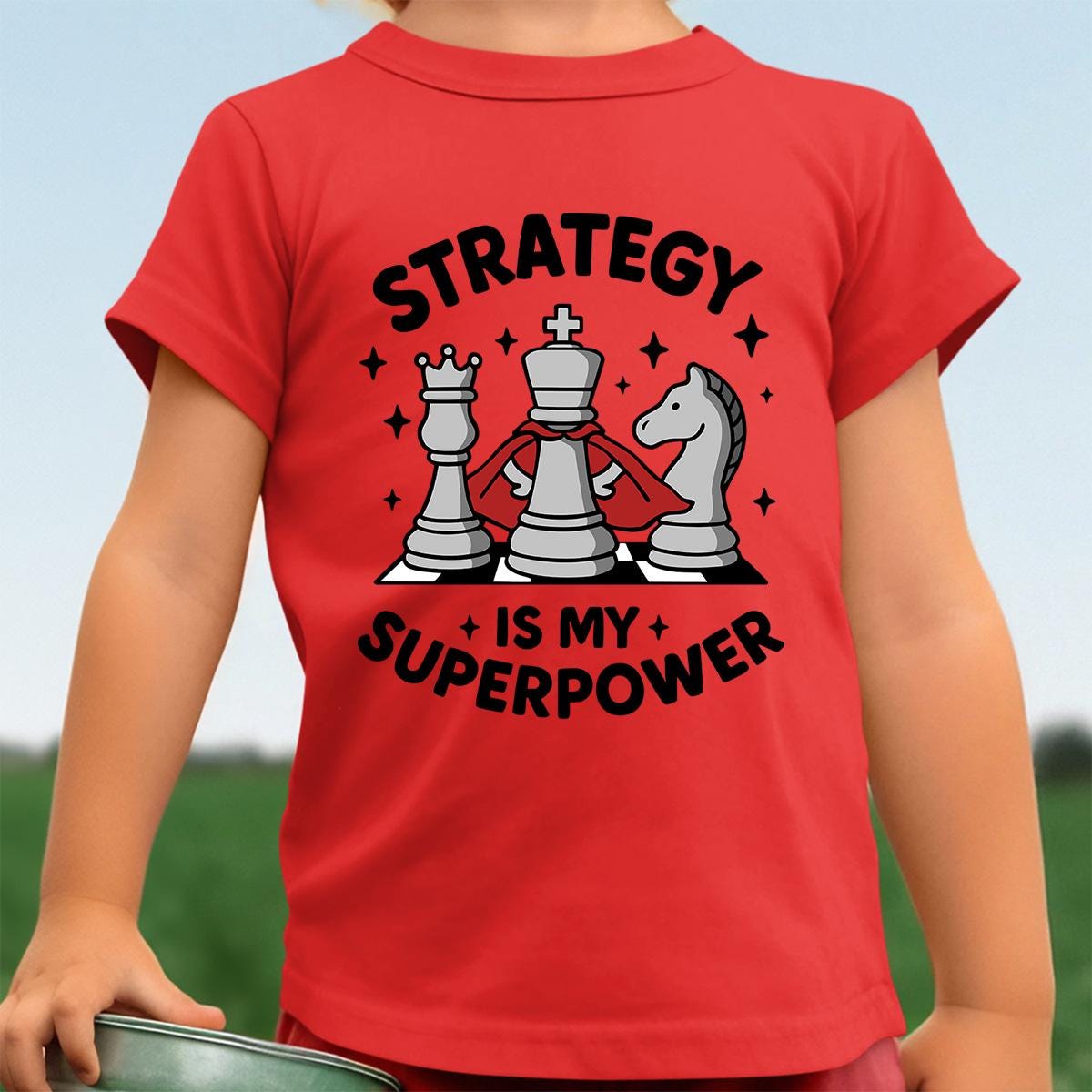 Funny Chess Club Gift Shirt for Kids Strategy is My Superpower Gamer Tee