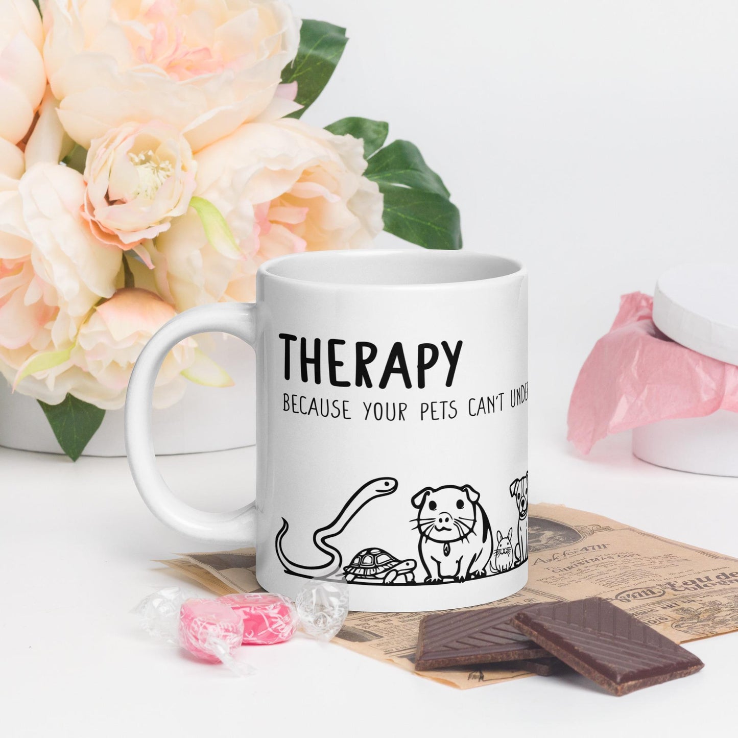 Therapy Because Pets Can't Understand Mug Funny Gift for Mental Health Awareness