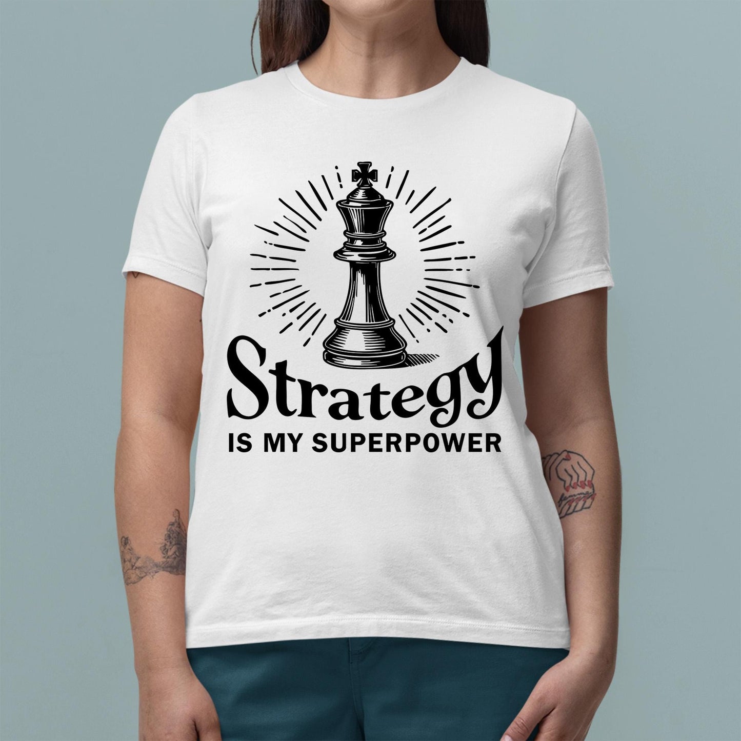 Strategy is My Superpower Shirt Cool Chess Gift for Boys Girls and Adults