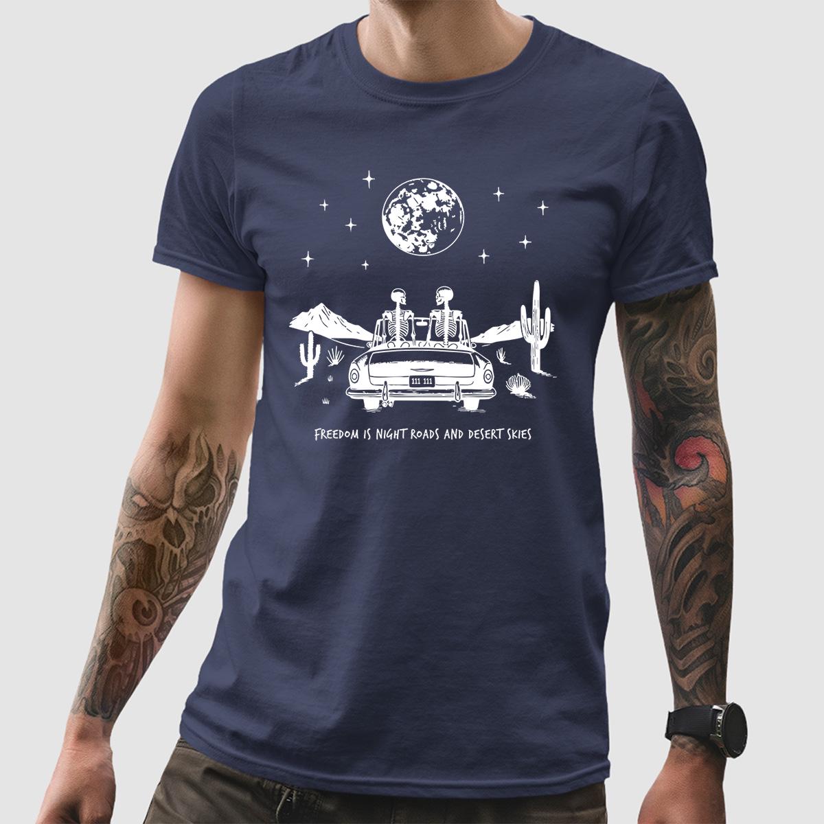 Desert Skies Skeleton Shirt Boho Road Trip Gift for Country and Goth Fans