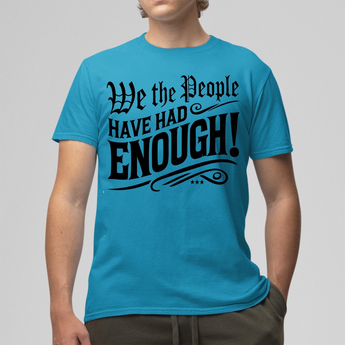 We the People Activism Shirt with bold protest lettering, celebrating the First Amendment and calling for justice, equality, and freedom in the United States. A powerful political apparel piece.
