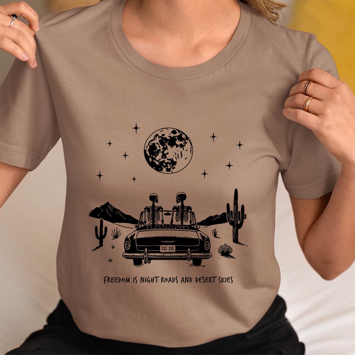 Country Road Trip Gift Tee Western Gothic Skeleton Shirt for Boho Lovers