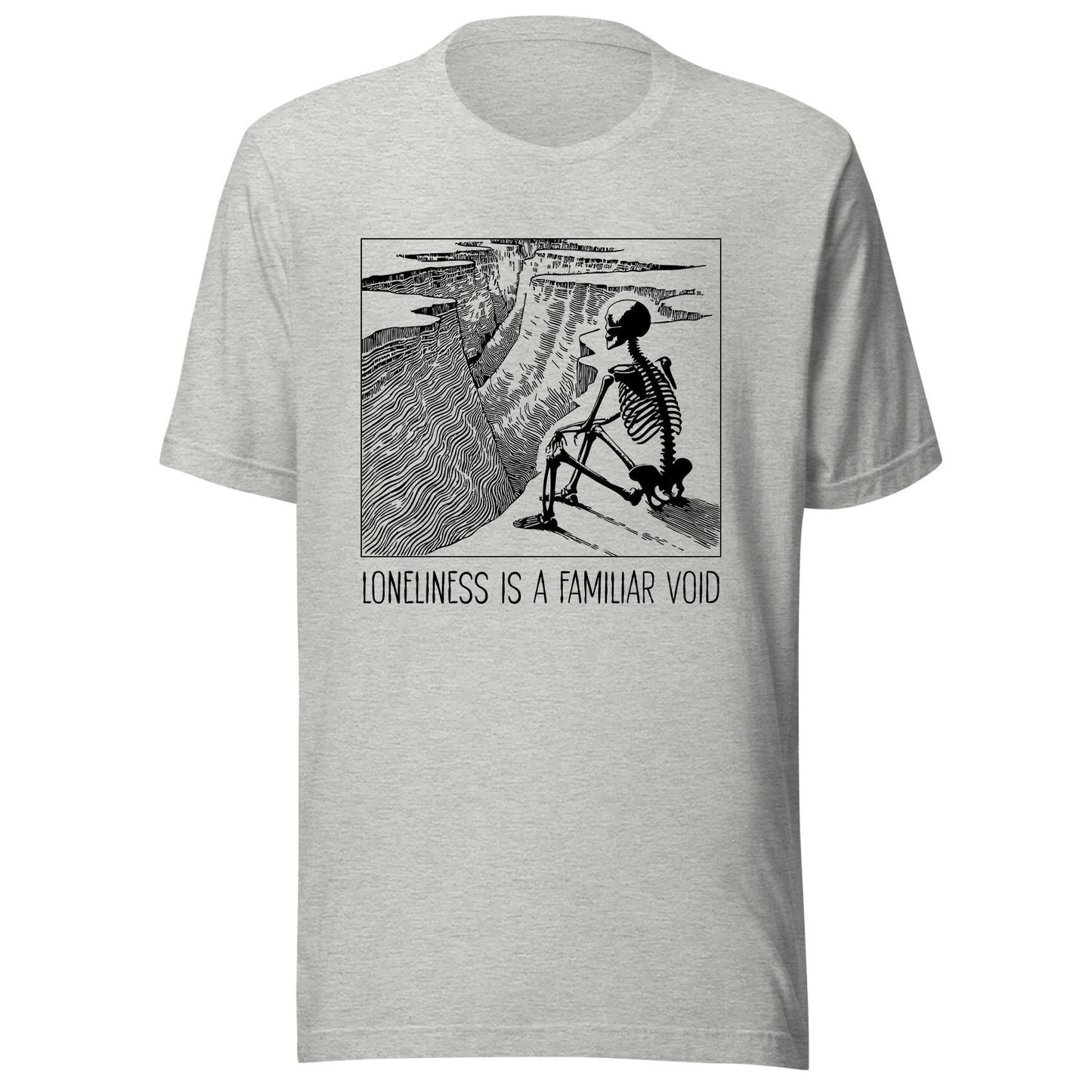 Loneliness Is a Familiar Void Skeleton Shirt, Gothic Aesthetic Tee Emo Skeleton Graphic Shirt Dark Academic Alt Grunge Gift for Him Her