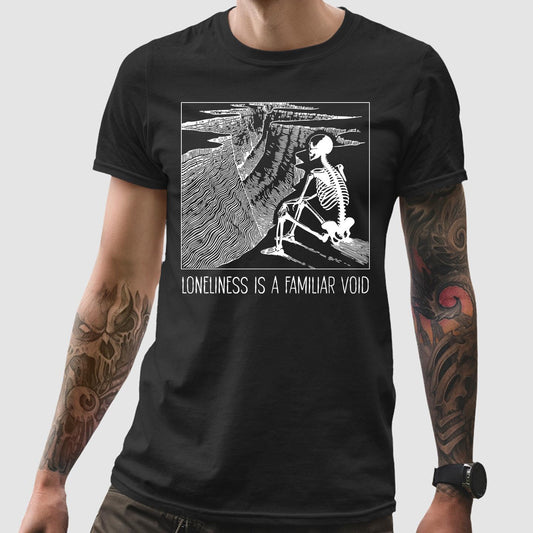 Dark academic skeleton graphic shirt, loneliness quote tee, alt goth apparel
