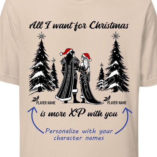 Personalize WoW All I Want For Christmas Couple Shirt, World of Warcraft Christmas Holiday Anniversary Gift for Him Her Gamer Couples