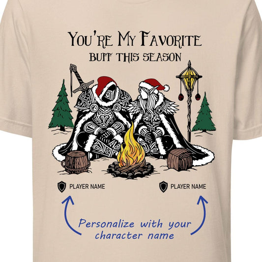 Personalize You're My Favorite Buff Christmas Couple Shirt, World of Warcraft Christmas Holiday Anniversary Gift for Him Her Gamer Couples
