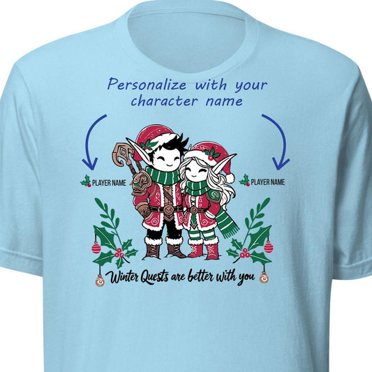 Personalize Winter Quests are Better With You Couple Shirt, World of Warcraft Christmas WoW DnD MTG Gift for Him Gamer Couple Holiday Shirt