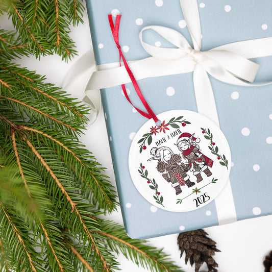 WoW DnD RPG Ornament for Couples – Fantasy-themed ornament for gamer duos who share epic quests and cozy holiday memories.