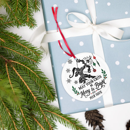 DnD WoW MTG Gamer Christmas Ornament – Festive crit-themed ornament designed for RPG lovers and fantasy nerds.