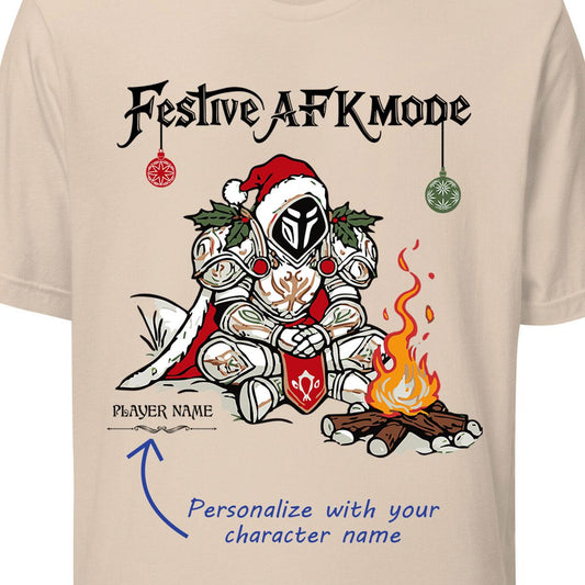 Personalize Festive AFK Mode Gamer Shirt, World of Warcraft Holiday T-shirt WoW D&D MTG Christmas Gift Custom Nerdy Gamer Christmas Shirt