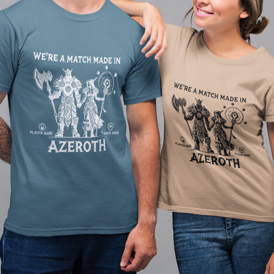 World of Warcraft Gamer Couple Shirt - Unique Gaming Apparel for WoW Couples